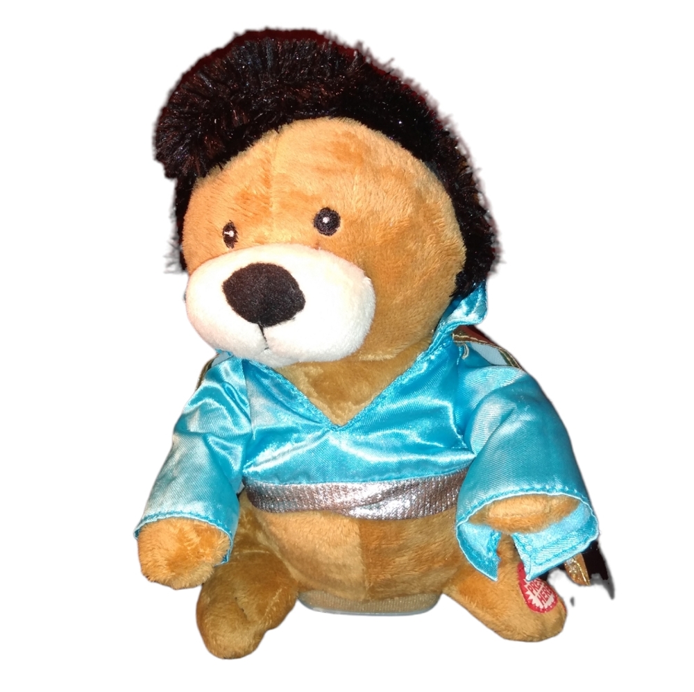 Rare Vintage Elvis Presley Collectible Plush Teddy Bear W/Personalized Gold Cape